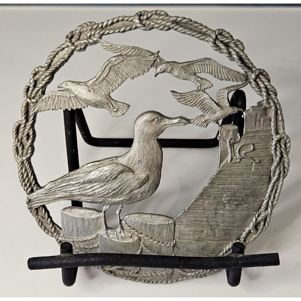 Rawcliffe 1989 Pewter Sea Gulls Trinket Bowl Lid (trinket bowl not included)